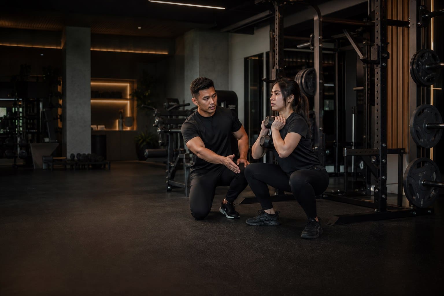 A Fitness Aspire coach assessing a client's movement